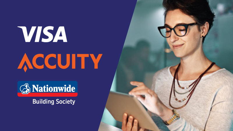 Visa Accuity casestudy with Nationwide Building society logo.