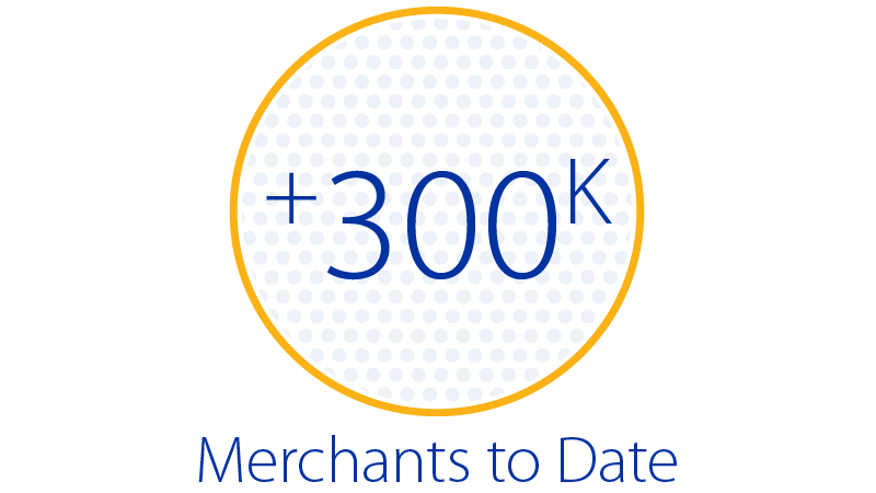 More than 300,000 merchants to date.